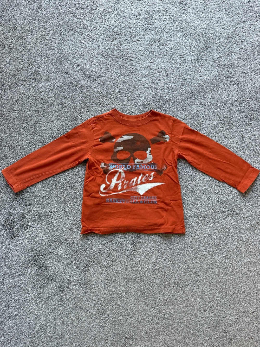 Place Orange Long Sleeve Pirate Skull Tee